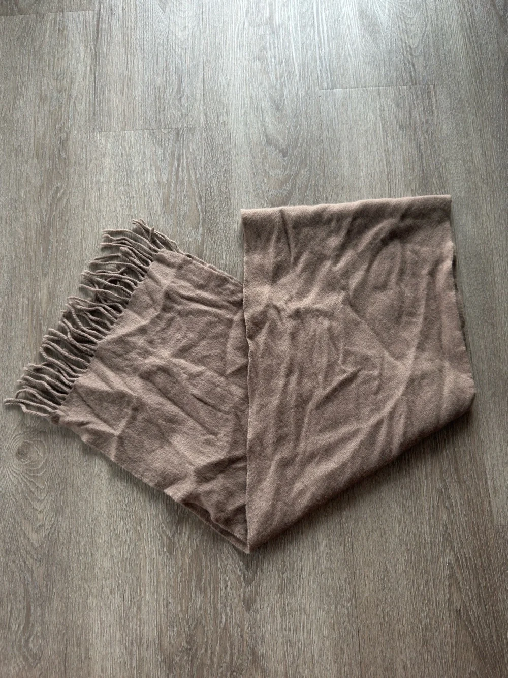 Anine Bing 100% Wool Taupe Fringe Winter Scarf